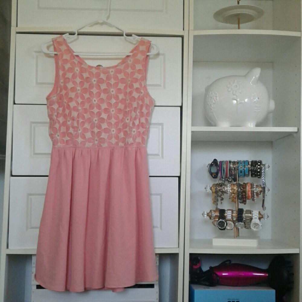 Pink/peach open back summer dress